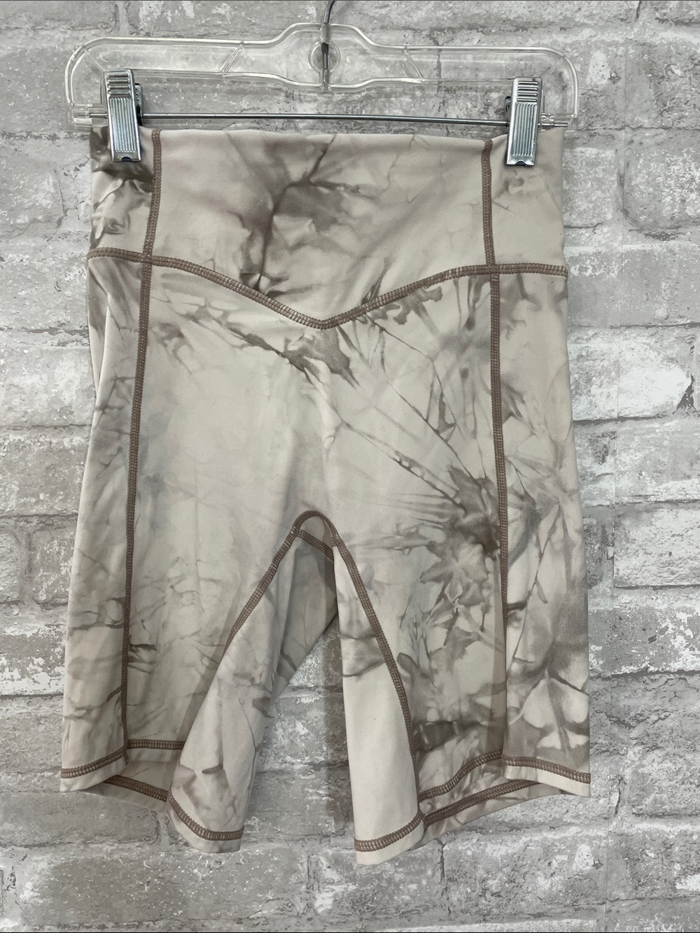 Balance Athletica Beige Tie-Dye High-Rise Bike Shorts